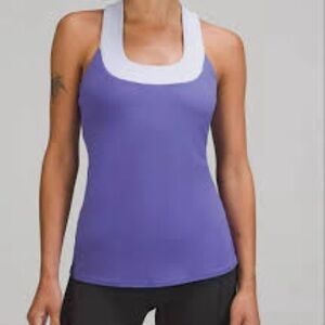 Lululemon Scoop Neck Tank purple built-in bra l racerback size 8